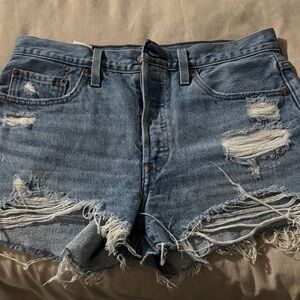 Levi's Ripped Blue Jean Shorts